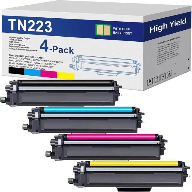 Main image of TN223 TN-223 High Yield BK/C/M/Y Toner Cartridge 4-Pack Compatible Replacement for Brother MFC-L3710CW, MFC-L3770CDW, MFC-L3750CDW, HL-L3210CW, HL-L3230CDW Printers - TN2234PK