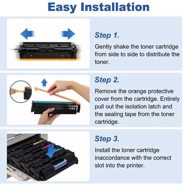 Alt view image 5 of 6 - 206X Toner Cartridge 4-Pack High Yield Compatible for HP 206X 206A W2110X | Replacement for HP Color Pro MFP M283fdw M283cdw M282nw M255dw M255nw Printer M283 M282 M255 Series | With Chip