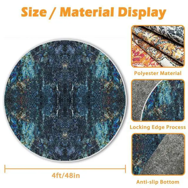 Alt view image 5 of 6 - 4ft/48in Home Office Chair Mat for Hardwood Floor, Anti-Slip Desk Chair Mats, Computer Gaming Chair Mats for Rolling, Low Pile Carpet Floor Chair Mat(Blue-1)