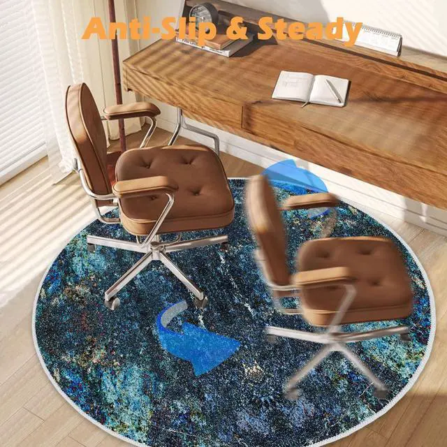 Alt view image 4 of 6 - 4ft/48in Home Office Chair Mat for Hardwood Floor, Anti-Slip Desk Chair Mats, Computer Gaming Chair Mats for Rolling, Low Pile Carpet Floor Chair Mat(Blue-1)