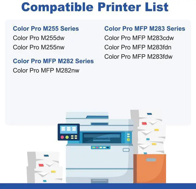 Alt view image 2 of 6 - 206X Toner Cartridge 4-Pack High Yield Compatible for HP 206X 206A W2110X | Replacement for HP Color Pro MFP M283fdw M283cdw M282nw M255dw M255nw Printer M283 M282 M255 Series | With Chip