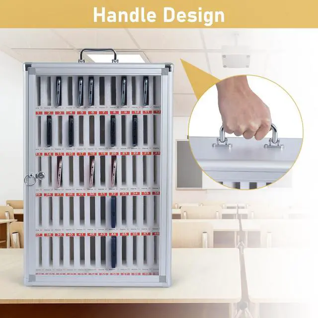 Alt view image 7 of 7 - 60 Slots Classroom Cell Phone Locker Aluminum Alloy Phone Storage Box | Wall Mounted Cell Phone Holder Storage Box Cell Phone Storage Cabinet for Schools Office Gym