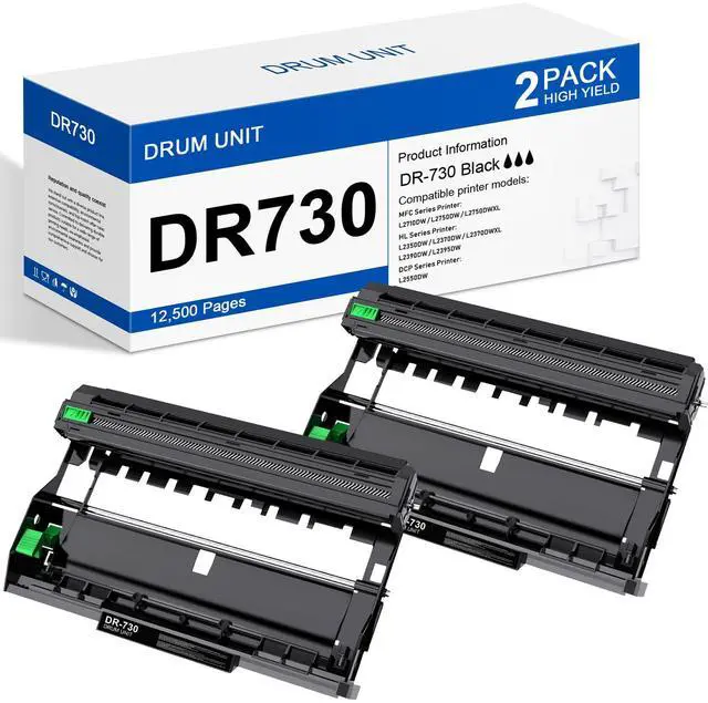 Main image of DR730 Drum Unit 2 Pack (NOT Toner) Replacement for Brother DR-730 DR730 Drum Unit Black MFC-L2710DW MFC-L2750DW HL-L2395DW HL-L2370DW HL-L2350DW HL-L2390DW DCP-L2550DW Printer