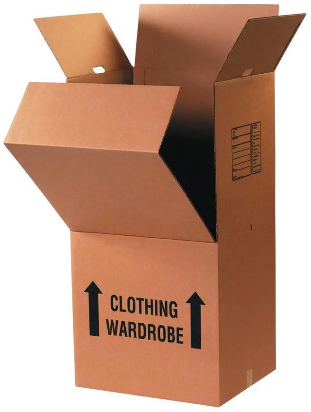Main image of P242260WARDMS Large Wardrobe Moving Boxes, 24" Length x 22" Width x 60" Height, Kraft (Pack of 5)