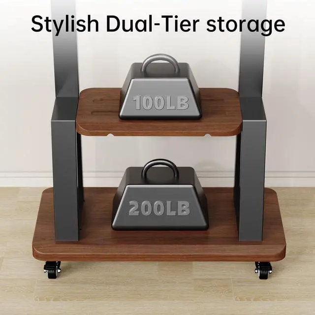 Alt view image 5 of 7 - Mobile TV Stand on Wheels for 32-75 Inch TVs | With Top Projector tray& 2-Tier Storage Height Adjustable Heavy-Duty Holds up to 180lbs,Max VESA 600 * 400mm