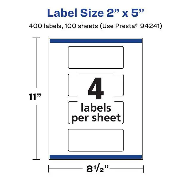 Alt view image 5 of 7 - ® Matte White Rectangle Labels, Sure Feed® Technology, 2" x 5", 400 Matte White Printable Labels