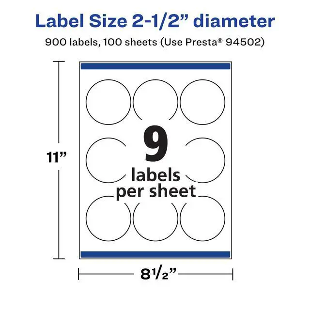 Alt view image 5 of 7 - Matte White Round Labels, Sure Feed Technology, 2.5" Diameter, 900 Matte White Printable Labels
