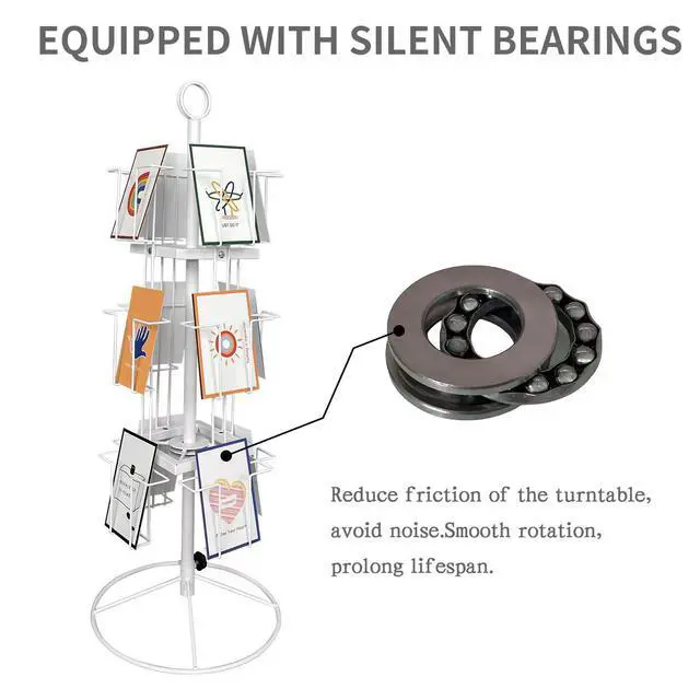 Alt view image 4 of 7 - Rotating Greeting Card Stand - 12-Pocket Rotating Countertop with Clear Resealable Polypropylene Bags, Solution for Postcards, Brochures, and Greeting Cards (7H - 12 Pockets) (White)