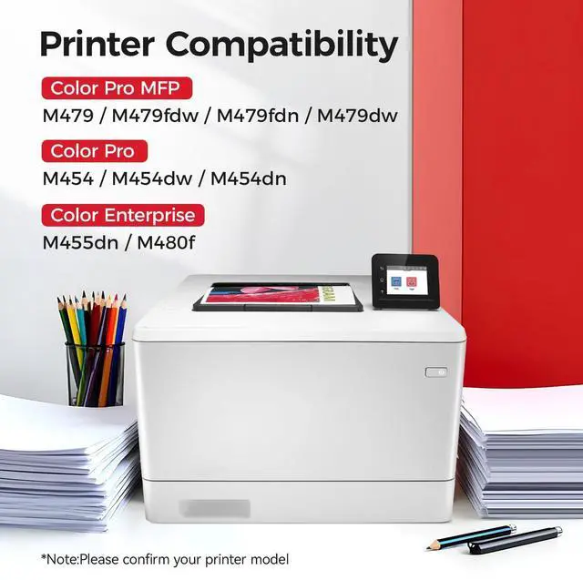 Alt view image 2 of 7 - 414A Toner Cartridge Set 4-Pack Printer Replacement for HP 414A W2020A W2021A W2022A W2023A Compatible for HP Color Laserjet Pro MFP M479fdw M479fnw M479dw M454dw M454dn M454nw Enterprise M480f M455dn