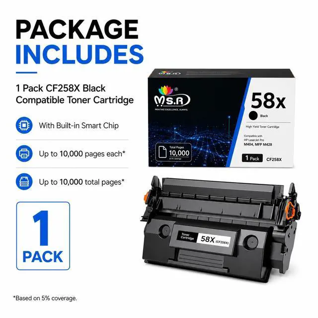 Alt view image 4 of 7 - 58X CF258X Toner Cartridge Black Replacement for HP 58X CF258X 58A CF258A High Yield Black Toner Cartridges Work With Laser Jet Pro M404dw M406dn M404dn M404n MFP M430f M428fdn Printer Toner (1 Black)