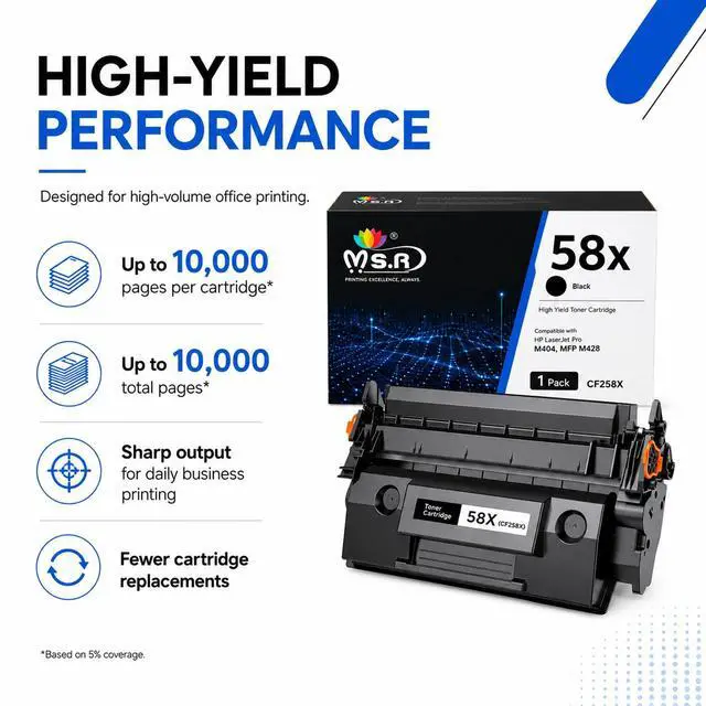 Alt view image 3 of 7 - 58X CF258X Toner Cartridge Black Replacement for HP 58X CF258X 58A CF258A High Yield Black Toner Cartridges Work With Laser Jet Pro M404dw M406dn M404dn M404n MFP M430f M428fdn Printer Toner (1 Black)