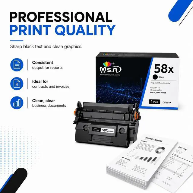 Alt view image 5 of 7 - 58X CF258X Toner Cartridge Black Replacement for HP 58X CF258X 58A CF258A High Yield Black Toner Cartridges Work With Laser Jet Pro M404dw M406dn M404dn M404n MFP M430f M428fdn Printer Toner (1 Black)