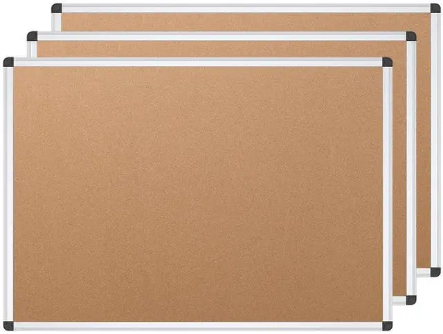 Main image of Cork Notice Board, 48 X 24 Inches, 3 Pack, Silver Aluminium Frame