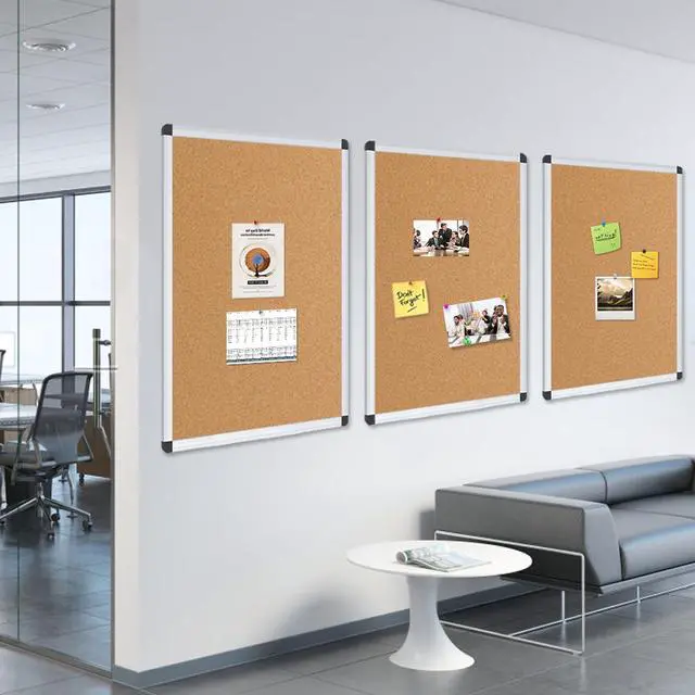 Alt view image 7 of 7 - Cork Notice Board, 48 X 24 Inches, 3 Pack, Silver Aluminium Frame