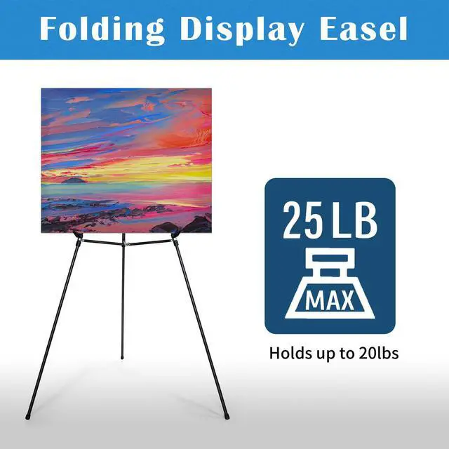 Alt view image 5 of 6 - 63" Aluminum Display Easel, Black 2 Pack | Presentation Stand with Adjustable Height for Signs, Posters, and Whiteboards