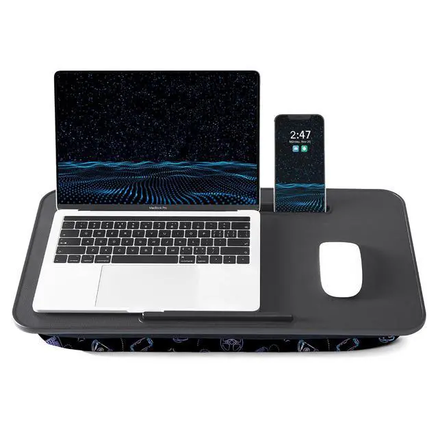Alt view image 2 of 7 - Lap Desk Cushioned Lap Desks, Portable Laptop Desk for Bed, Couch & Floor, Washable Cushion, Built-in Phone & Tablet Slot, Fits 17.3" Laptop Working, Writing, Gaming Large, Gaming Accs