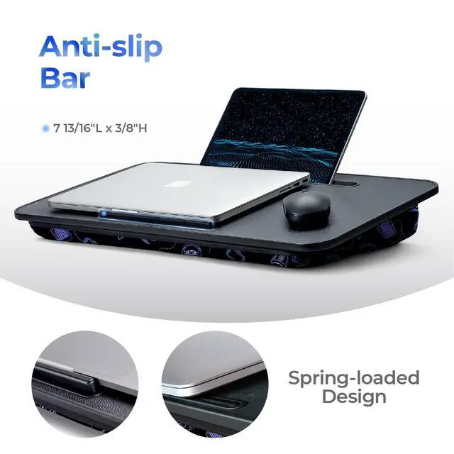 Alt view image 5 of 7 - Lap Desk Cushioned Lap Desks, Portable Laptop Desk for Bed, Couch & Floor, Washable Cushion, Built-in Phone & Tablet Slot, Fits 17.3" Laptop Working, Writing, Gaming Large, Gaming Accs