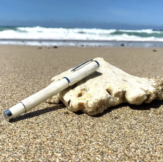 Alt view image 3 of 7 - Mother of Pearl Fountain Pen with German Fine Nib. Luxury Pen for Every Holiday. Premium Writing Gift Set for Men and Women (Pearl White)