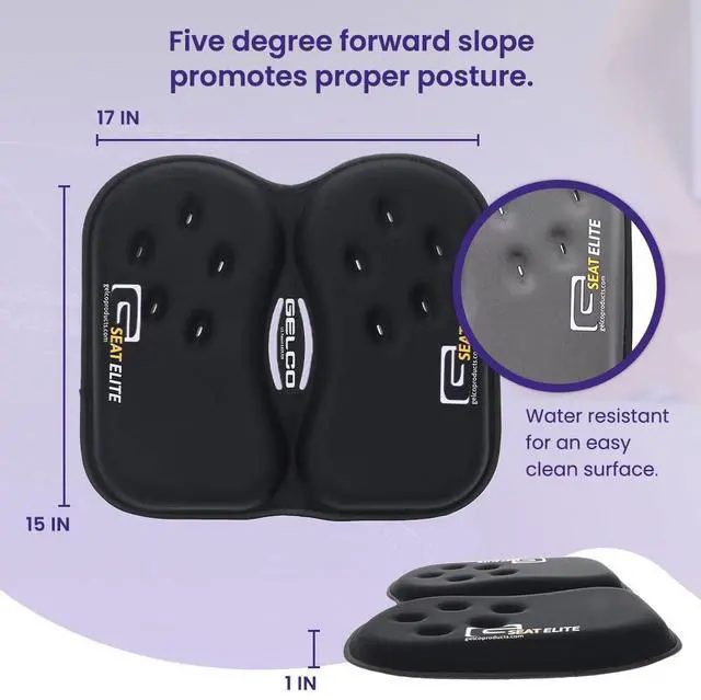 Alt view image 4 of 6 - GSeat Elite Orthopedic Gel and Foam Seat Cushion for Coccyx, Back, Tailbone, Prostate, Postnatal, and Sciatica - Gray