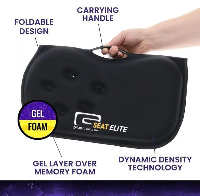 Alt view image 6 of 6 - GSeat Elite Orthopedic Gel and Foam Seat Cushion for Coccyx, Back, Tailbone, Prostate, Postnatal, and Sciatica - Gray