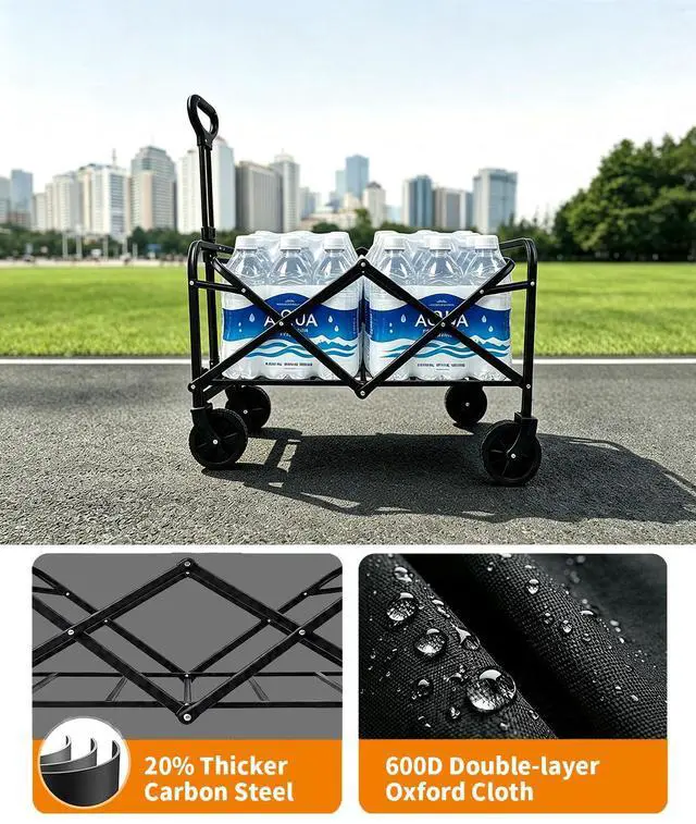 Alt view image 3 of 7 - 29" Foldable Wagon Cart, Ultra-Compact Lightweight Utility Cart