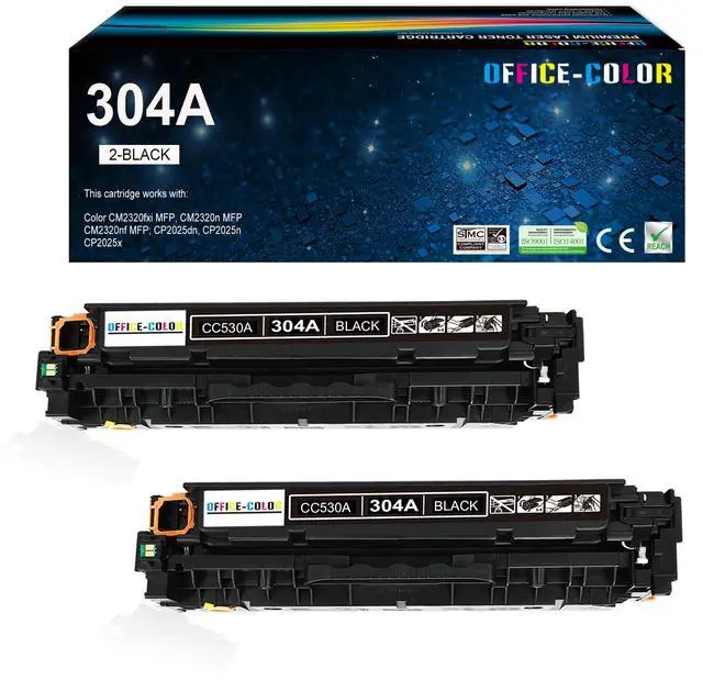 Main image of 304A Black Toner Cartridges 2-Pack Replacement for HP 304A CP2025 CM2320 | Works with HP Color Laser CP2025,CM2320fxi MFP,CM2320nf MFP,CM2320n MFP; CP2025dn,CP2025n Printers