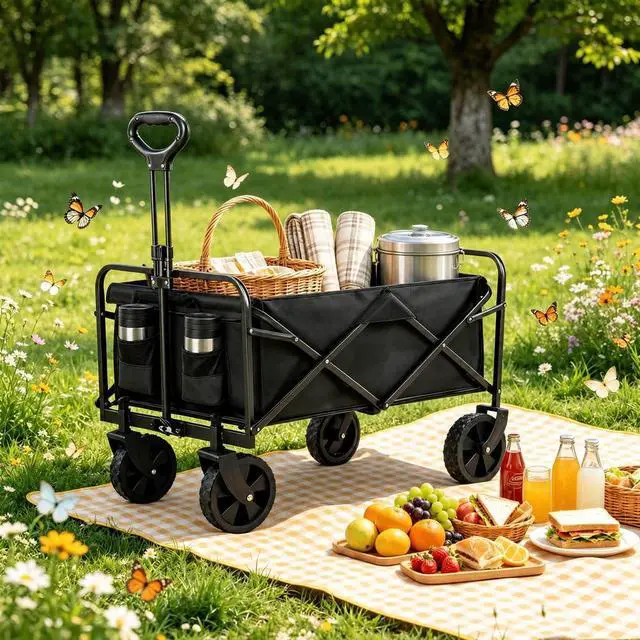 Alt view image 7 of 7 - 29" Foldable Wagon Cart, Ultra-Compact Lightweight Utility Cart
