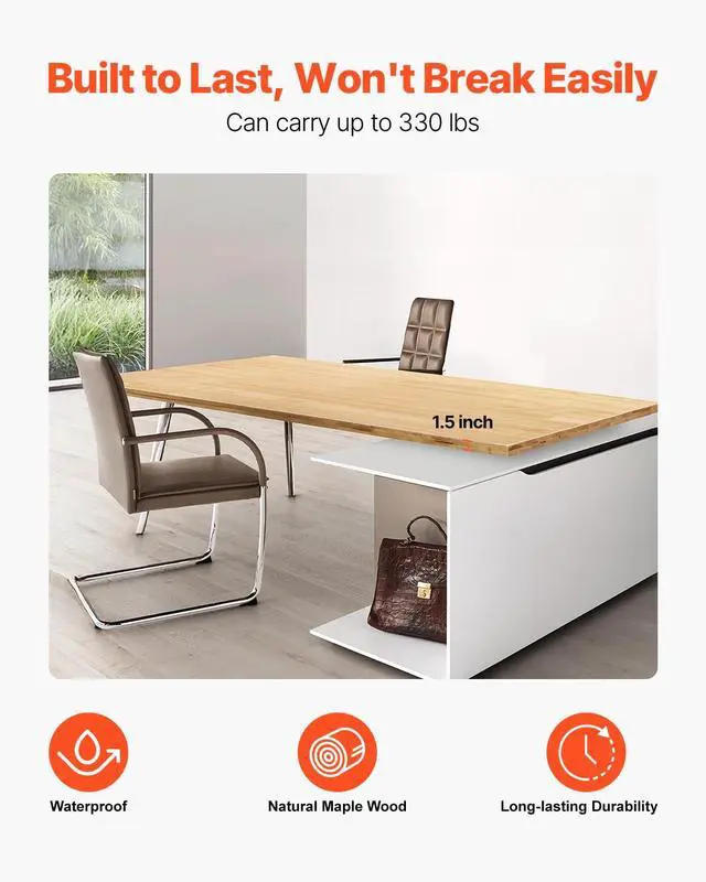 Alt view image 4 of 7 - Table Top, 330 lbs Load Capacity, 29.5" x 23.6" x 1.5" Rectangular Countertop for Height Adjustable Electric Standing Desk Frame, Universal One-Piece Maple Wood Desktop for Office & Home Desk