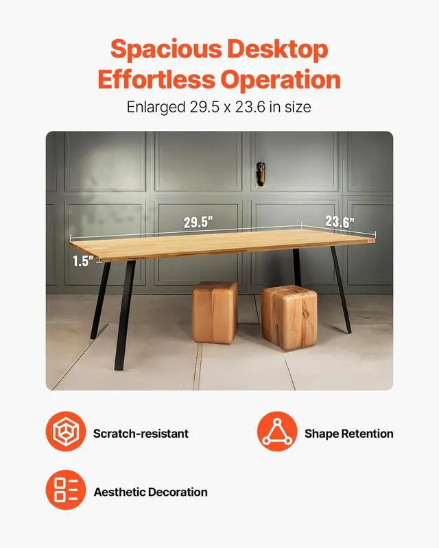 Alt view image 5 of 7 - Table Top, 330 lbs Load Capacity, 29.5" x 23.6" x 1.5" Rectangular Countertop for Height Adjustable Electric Standing Desk Frame, Universal One-Piece Maple Wood Desktop for Office & Home Desk