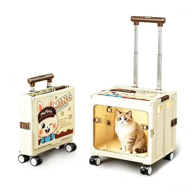 Main image of Foldable Rolling Shopping Trolley with Lid, Silent Wear-Resistant Wheels Storage Crate Box, Multifunctional Seatable Container for Grocery, Picnic, Travel, Office, Pet & Household Moving