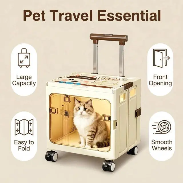 Alt view image 4 of 7 - Foldable Rolling Shopping Trolley with Lid, Silent Wear-Resistant Wheels Storage Crate Box, Multifunctional Seatable Container for Grocery, Picnic, Travel, Office, Pet & Household Moving