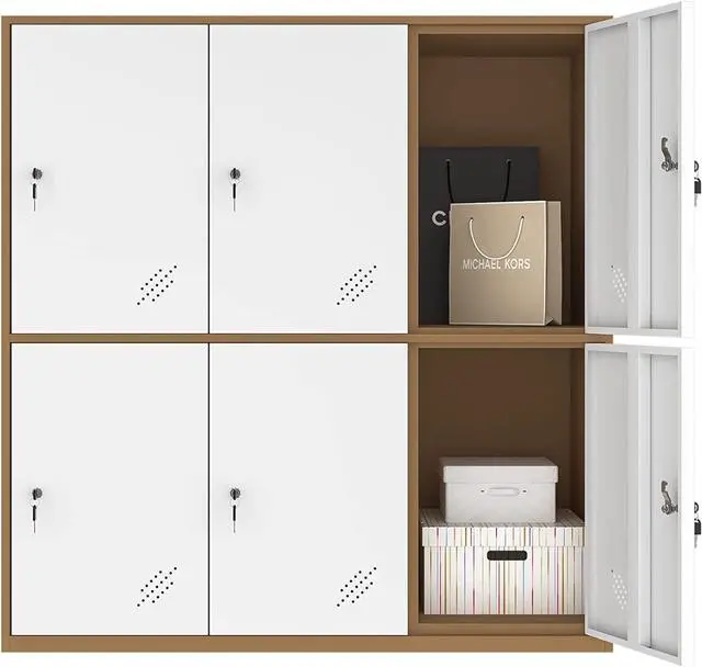 Main image of 6 Door Metal Office Storage Locker Cabinet, Gym School and Home Locker,Metal Locker Storage for Employee Staff or Workers(Browm and White)