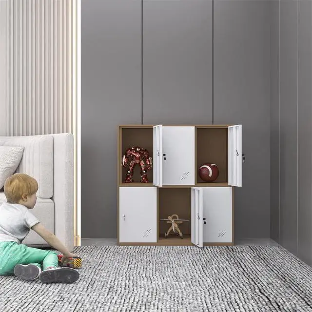 Alt view image 6 of 7 - 6 Door Metal Office Storage Locker Cabinet, Gym School and Home Locker,Metal Locker Storage for Employee Staff or Workers(Browm and White)