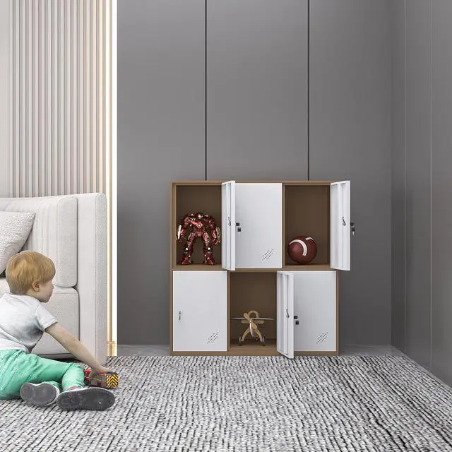 Alt view image 5 of 7 - 6 Door Metal Office Storage Locker Cabinet, Gym School and Home Locker,Metal Locker Storage for Employee Staff or Workers(Browm and White)