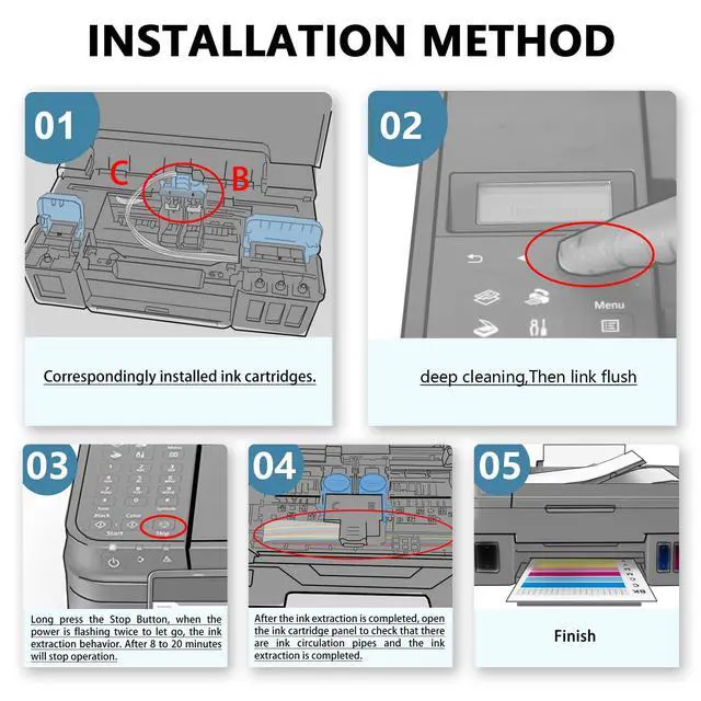 Alt view image 7 of 7 - BH-2 CH-2 Remanufactured printhead use for G4210 G4200 G3202 G3210 G3200 2210 2200 1200 MegaTank Replacement Printer Head Ink cartridges 8021XL and 8009XL Set