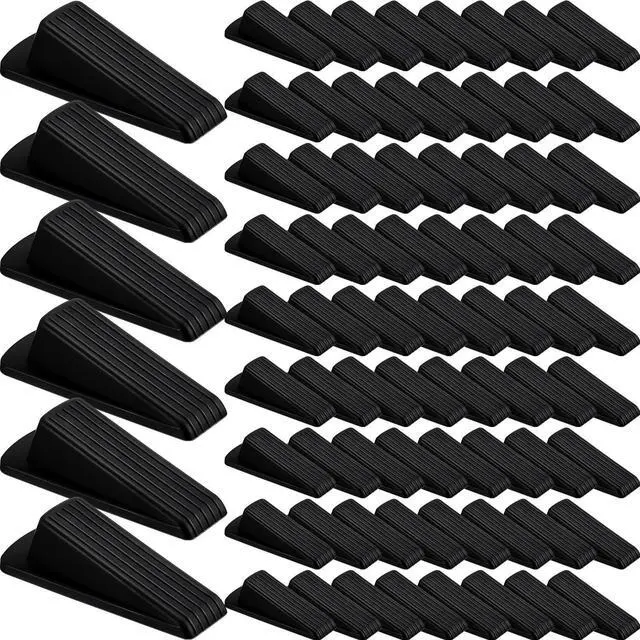 Main image of 72 Pcs Door Stoppers Bulk for Bottom of Door Rubber Door Wedge Stop Height up to 1.2 Inches Sturdy Door Stop Bulk for Heavy Duty Door Bottom Carpet Tile Concrete Wooden Floor (Black)