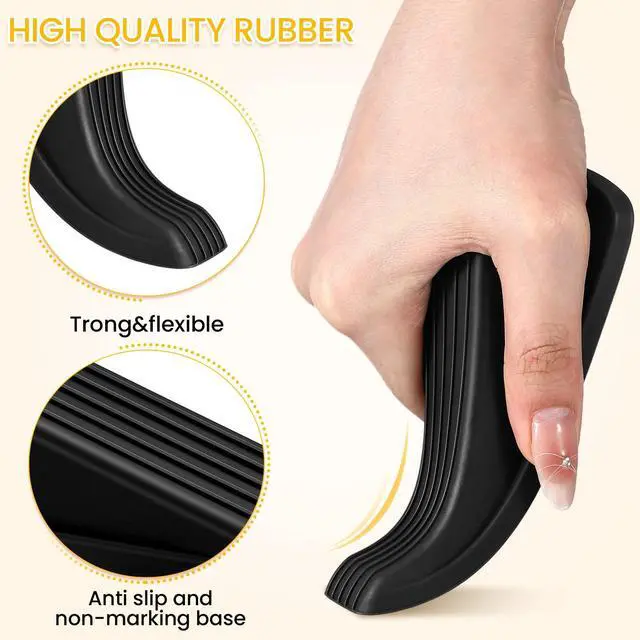 Alt view image 3 of 7 - 72 Pcs Door Stoppers Bulk for Bottom of Door Rubber Door Wedge Stop Height up to 1.2 Inches Sturdy Door Stop Bulk for Heavy Duty Door Bottom Carpet Tile Concrete Wooden Floor (Black)