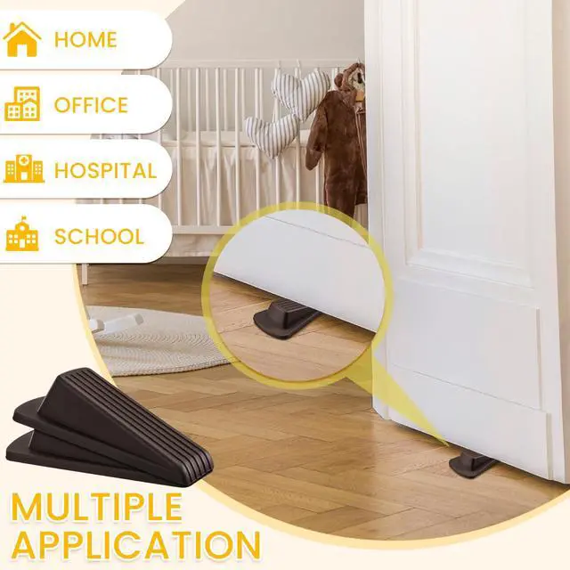 Alt view image 4 of 7 - 72 Pcs Door Stoppers Bulk for Bottom of Door Rubber Door Wedge Stop Height up to 1.2 Inches Sturdy Door Stop Bulk for Heavy Duty Door Bottom Carpet Tile Concrete Wooden Floor (Black)