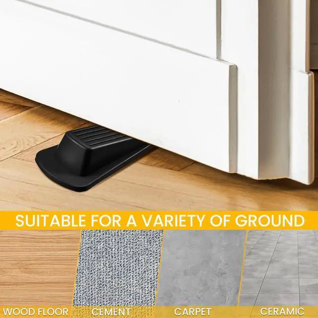 Alt view image 6 of 7 - 72 Pcs Door Stoppers Bulk for Bottom of Door Rubber Door Wedge Stop Height up to 1.2 Inches Sturdy Door Stop Bulk for Heavy Duty Door Bottom Carpet Tile Concrete Wooden Floor (Black)