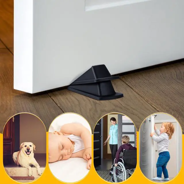 Alt view image 7 of 7 - 72 Pcs Door Stoppers Bulk for Bottom of Door Rubber Door Wedge Stop Height up to 1.2 Inches Sturdy Door Stop Bulk for Heavy Duty Door Bottom Carpet Tile Concrete Wooden Floor (Black)
