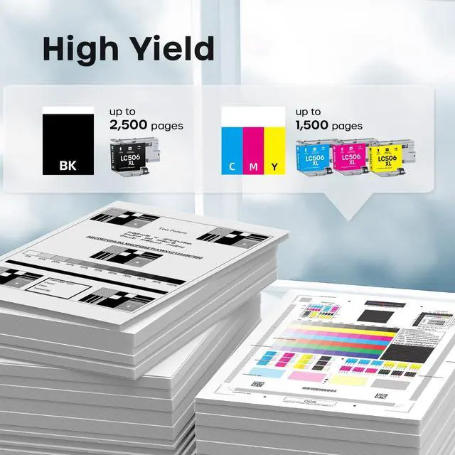 Alt view image 3 of 7 - LC506XL Ink Cartridges Compatible for Brother LC506XL LC506 Ink Cartridges | Compatible with Brother MFC-J4355DW MFC-J4555DW MFC-J4557DW Printer (4 Pack, Black, Cyan, Magenta, Yellow)