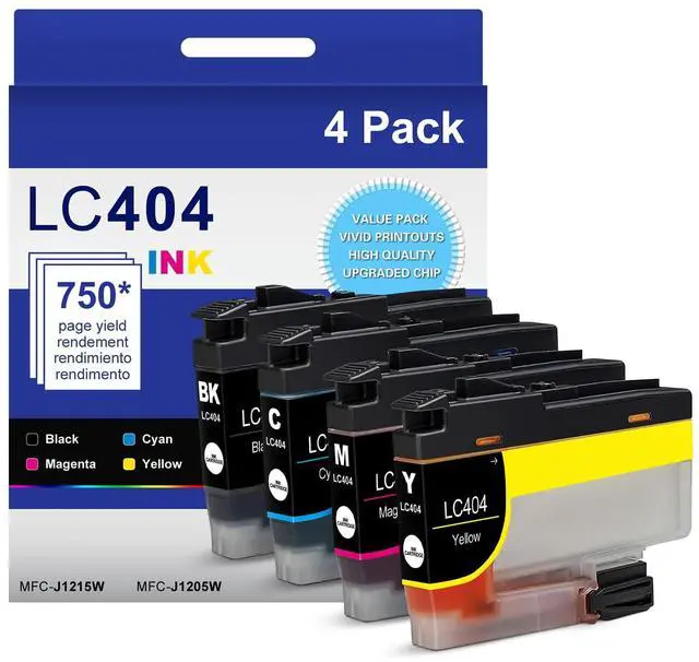 Main image of LC404 Ink Cartridges Compatible for Brother Printer 404XL LC404 LC-404 High Yield Ink Cartridges Compatible with Brother MFC-J1205W MFC-J1215W J1205W J1215W Printer (Black Cyan Magenta Yellow, 4 Pack)