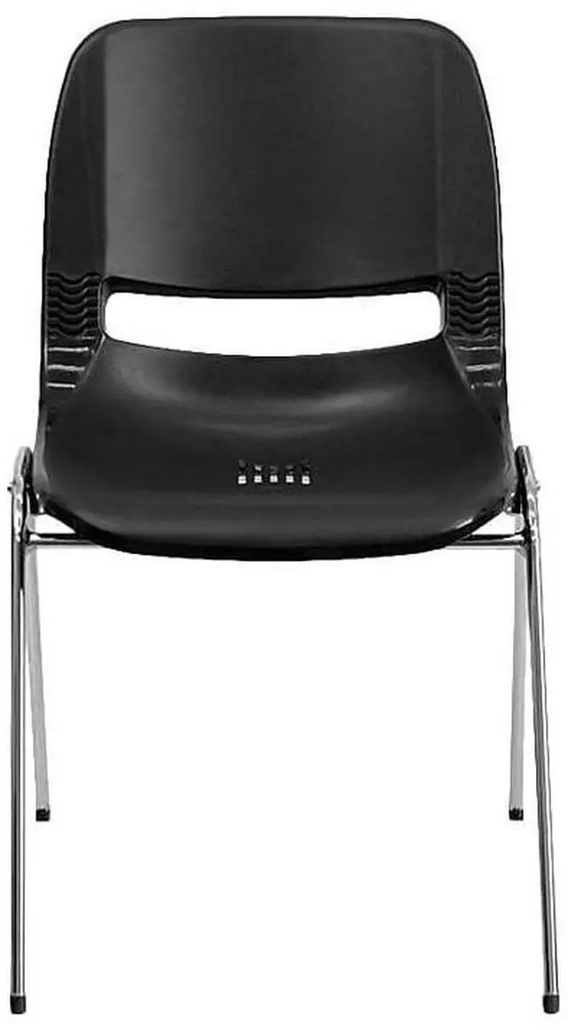 Main image of HERCULES Series 880 lb. Capacity Black Ergonomic Shell Stack Chair with Chrome Frame and 18'' Seat Height