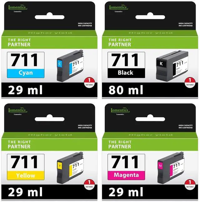 Main image of 711XL Ink Cartridges High Yield Compatible 711 Ink Replacement for HP 711 Ink Cartridge use with DesignJet T100 T120 T125 T130 T520 Printer (4-Pack, Black/Cyan/Yellow/Magenta)