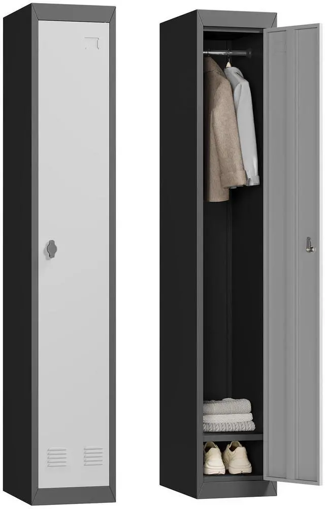 Main image of 1 Door Tall Single Metal Locker, Metal Lockers for Employees with Keys, 72" Black Employee Storage Cabinet with Doors, Steel Storage Cabinets Lockable for School, Gym, Home, Office, Mudroom, Black