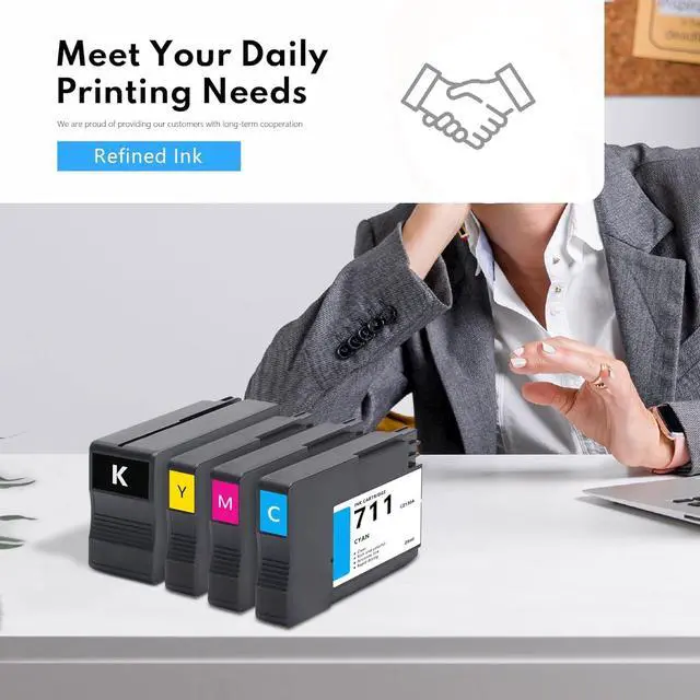 Alt view image 6 of 6 - 711XL Ink Cartridges High Yield Compatible 711 Ink Replacement for HP 711 Ink Cartridge use with DesignJet T100 T120 T125 T130 T520 Printer (4-Pack, Black/Cyan/Yellow/Magenta)