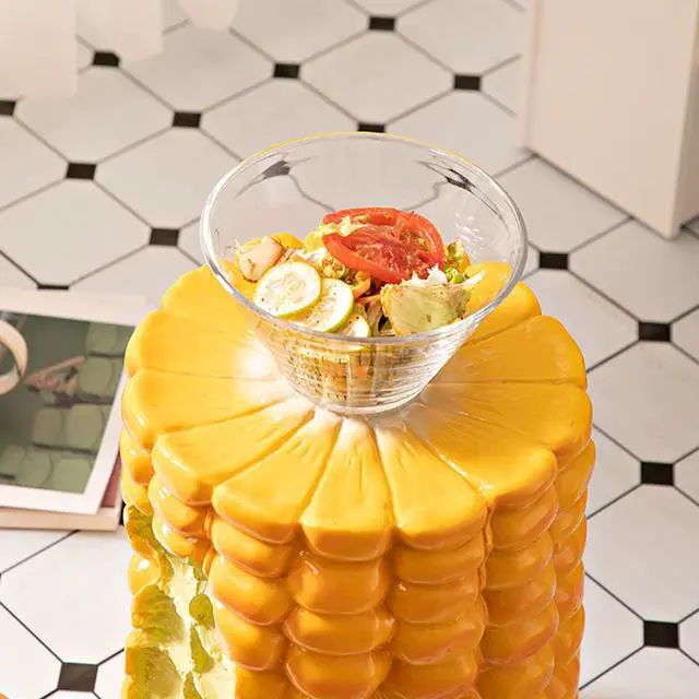 Alt view image 7 of 7 - Small Corn Stool, Cute Low Hand Painted Ergonomic Shoe Changing Seat for Living Room Bedroom, Multifunctional Burger-Shaped (Corn)