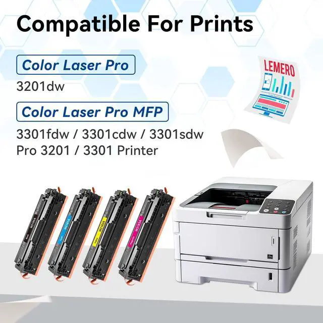 Alt view image 3 of 7 - 218A Toner Cartridges 4 Pack 218X (with Chip) Compatible Replacement for HP 218A 218X Toner Cartridges Work for HP Color LaserJet Pro MFP 3301cdw 3201dw 3301sdw Printer W2180A W2180X (BCMY-4P)