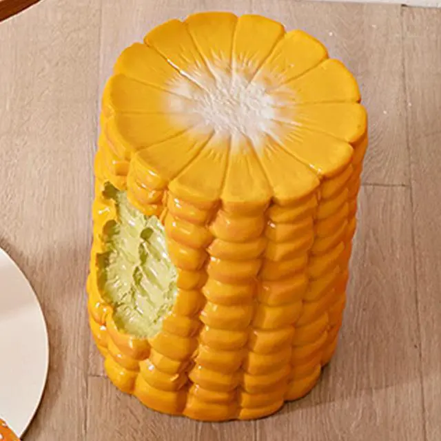 Alt view image 6 of 7 - Small Corn Stool, Cute Low Hand Painted Ergonomic Shoe Changing Seat for Living Room Bedroom, Multifunctional Burger-Shaped (Corn)