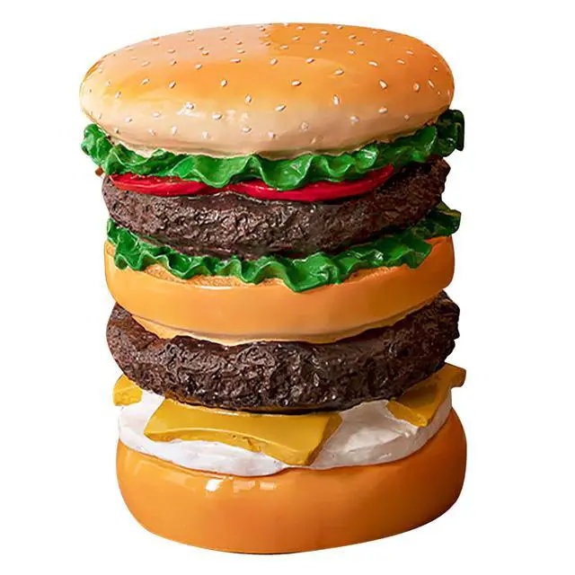Alt view image 4 of 7 - Small Burger Stool, Cute Low Hand Painted Ergonomic Shoe Changing Stool for Living Room Bedroom, Ergonomic Multifunctional Shoe Changing (Burger